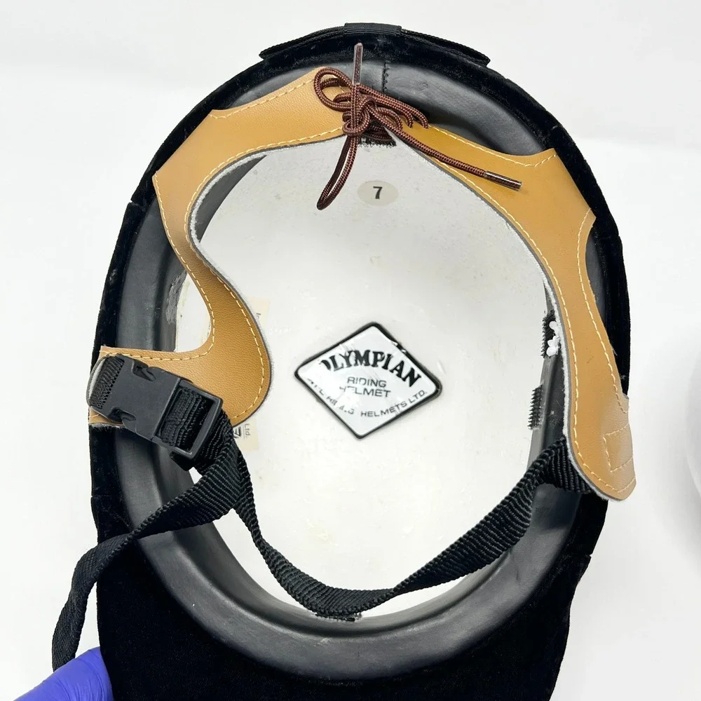 Vintage IRH Olympian Riding Helmet Size 7 Black Velvet Prop Missing Pad